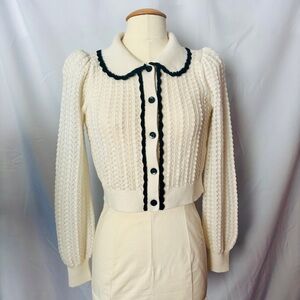 Alice + Olivia Cream and Black Cardigan